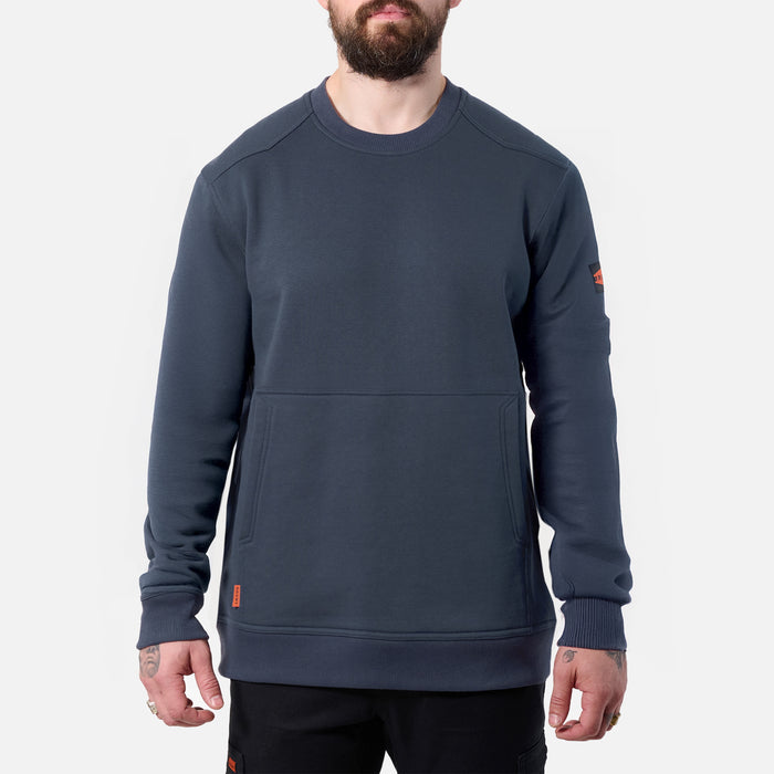 View 1 front of the BRUNT water resistant midweight crewneck in navy blue * 0