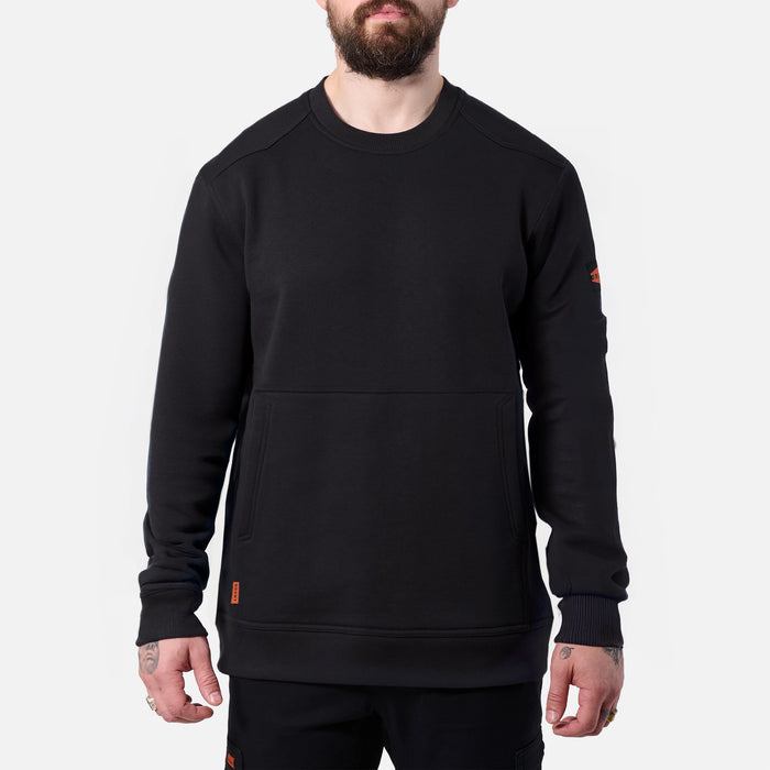 View 1 front of the BRUNT water resistant midweight crewneck in black * 1