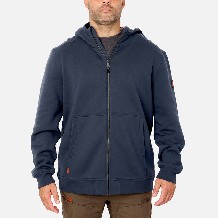 View 1 front of the BRUNT water resistant full zip shevlin work hoodie in navy blue * 1