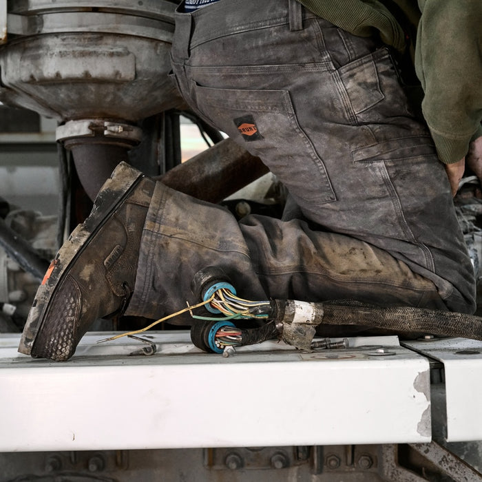 BRUNT 6 inch waterproof reinforced composite toe sullivan work boot in dark brown on jobsite