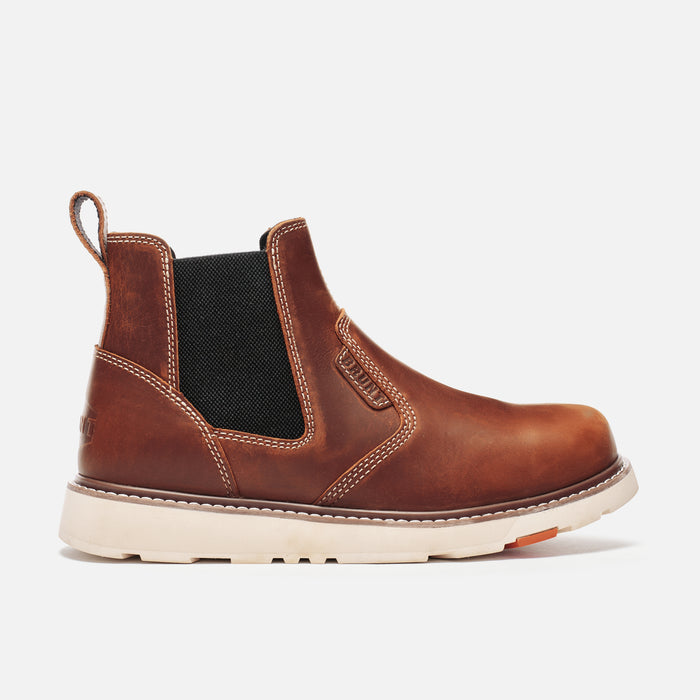 View 1 right side of the BRUNT 6 inch water-resistant slip-on ohman work boot in tobacco * # LIMITED EDITION