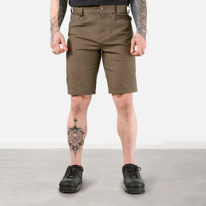 View 1 front of the BRUNT 11 inch water resistant stretch work short in brown * 1
