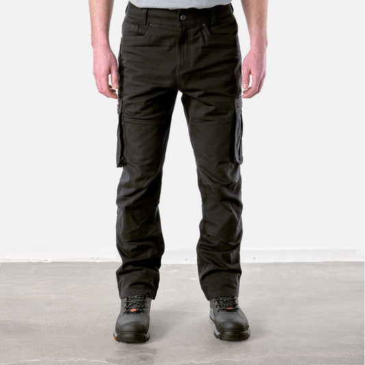 View 1 front of BRUNT water resistant double knee cargo pants in black * 1