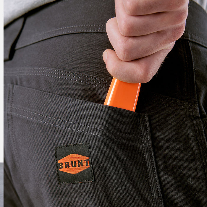 Back pocket of BRUNT water resistant double knee cargo pants in black * 1