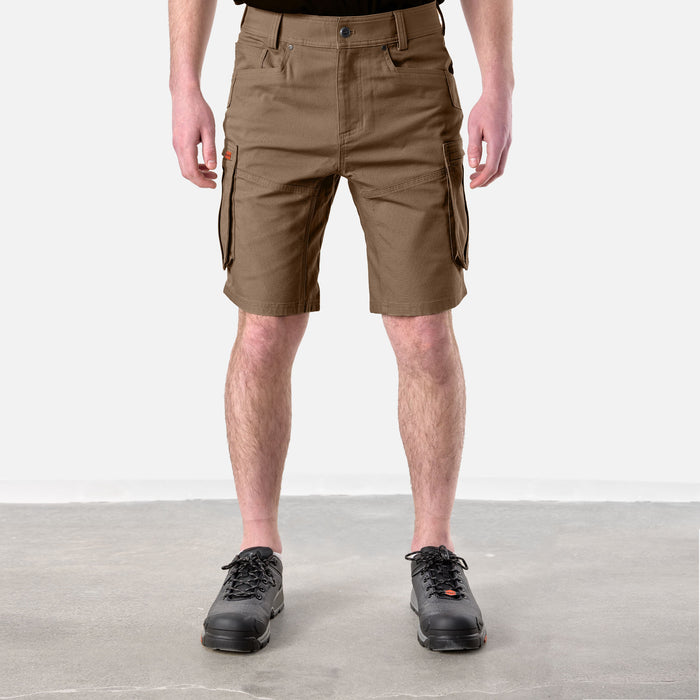 Front of the BRUNT abrasion resistant cargo work shorts in brown * 0