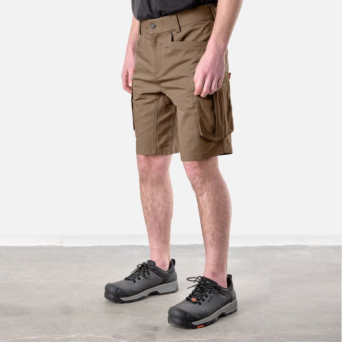 45 degree angle of the front left side of the BRUNT abrasion resistant cargo work shorts in brown * 0