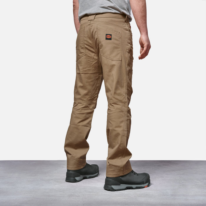45 degree angle of back right side of BRUNT water resistant double-knee torra hd work pant in tan * 0