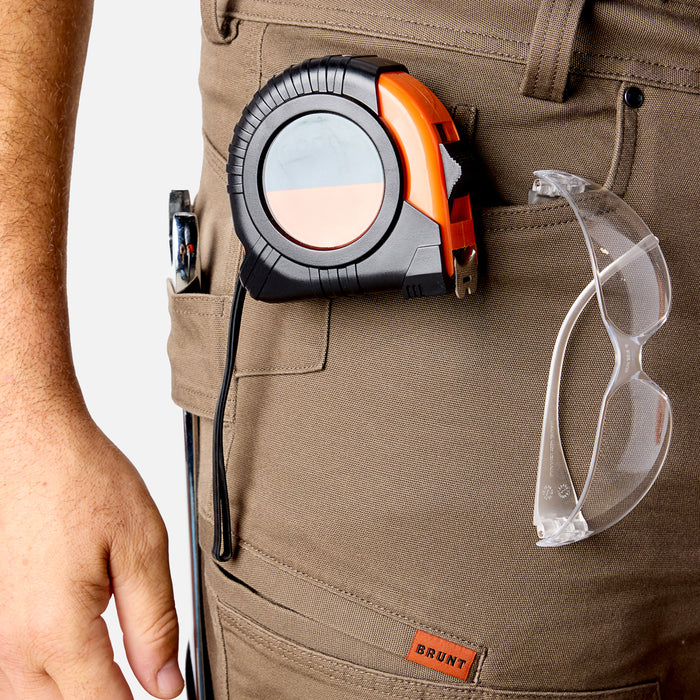View 2 front pocket reinforcements of BRUNT water resistant double-knee torra hd utility work pant in brown to hold tools * 1