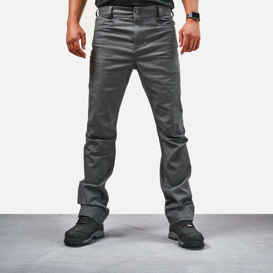 View 1 front of BRUNT water resistant stretch torra work pant in charcoal * 3