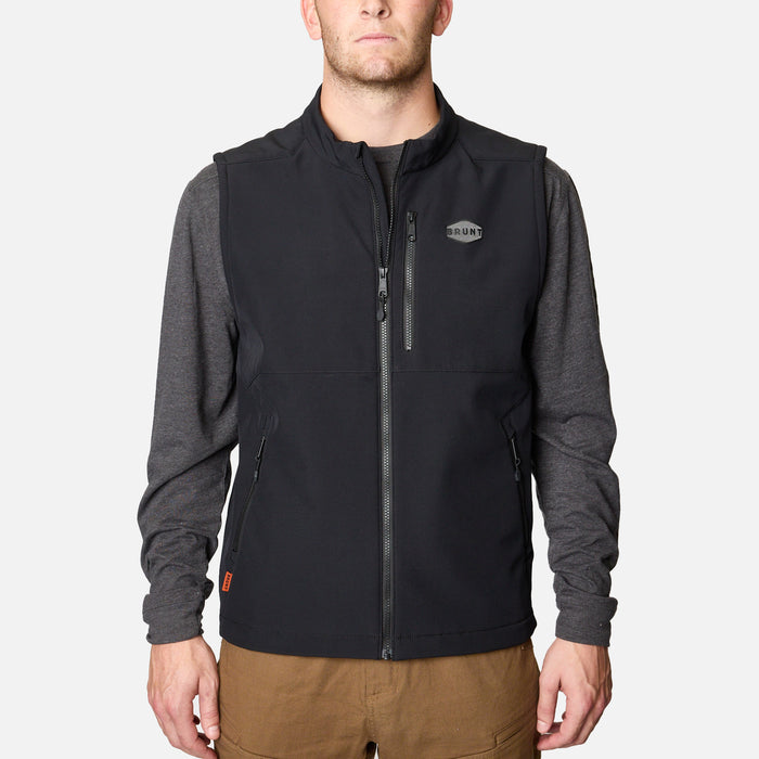 View 1 front of the BRUNT quilted water-resistant work vest in black