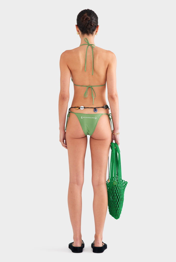 Tie Side Bikini Brief - Ivy Green
