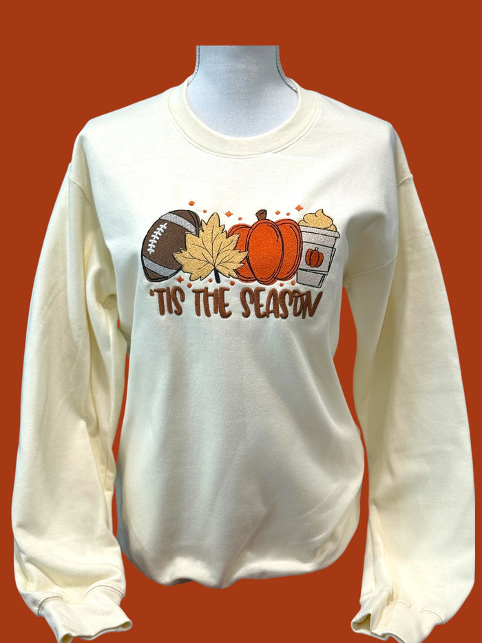 'Tis The Season Fall Embroidered Sweatshirt