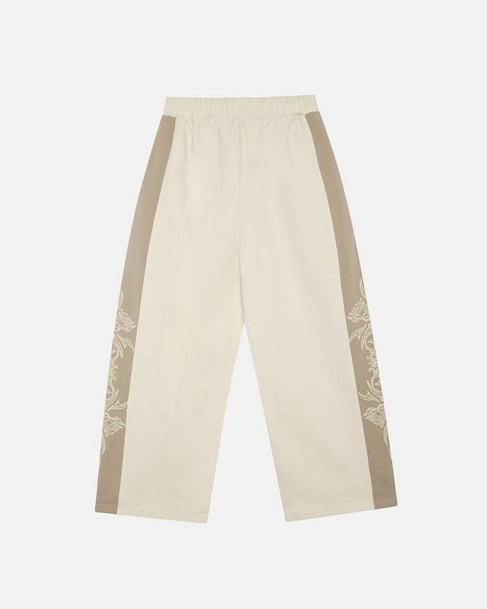 TRIBAL SWEATPANTS GREY & OFF WHITE - off white tribal sweatpants, back view - Cold Culture