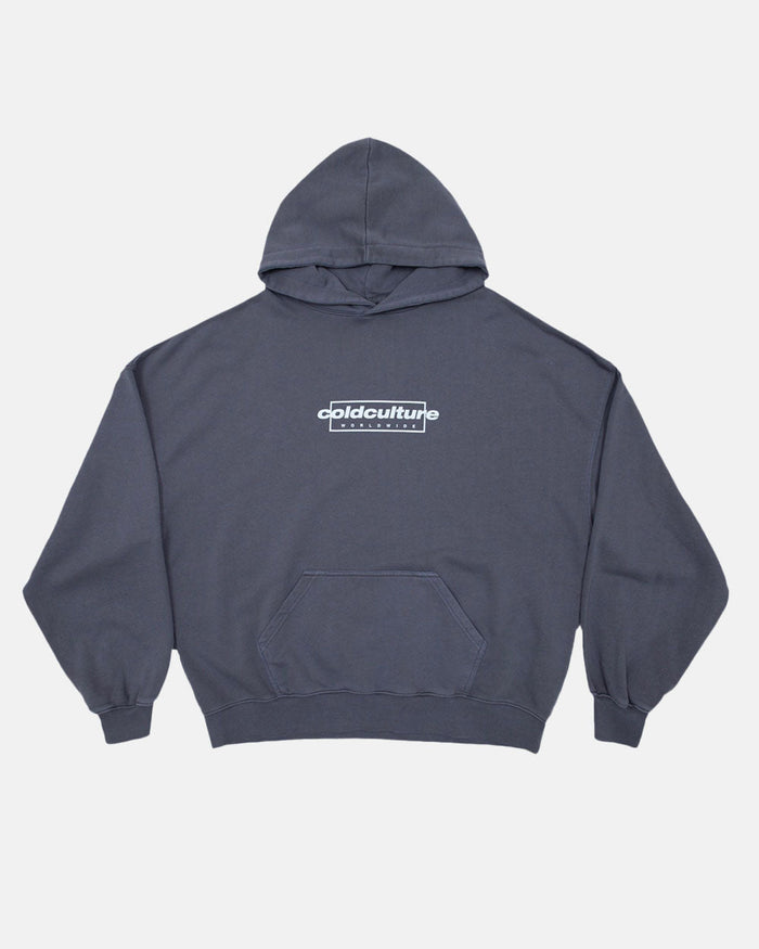 TRIBE HOODIE INDIA INK - dark blue graphic print hoodie, front view - Cold Culture
