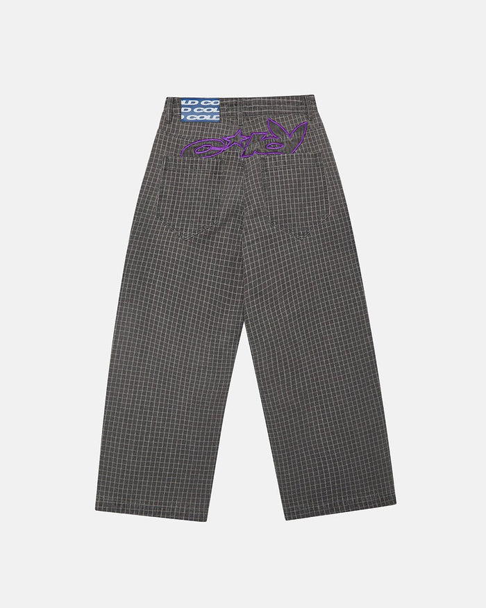 TRUCK DRIVER V2 PANTS GREY - grey checked pants, back view - Cold Culture