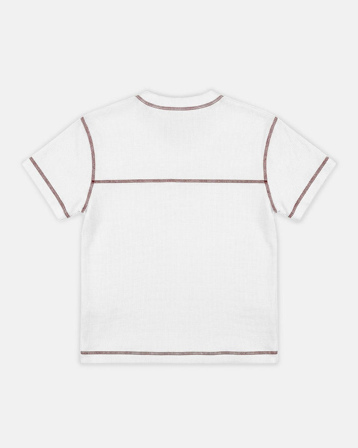 UNDERSKIN TEE WHITE - white contrast stitch tee, back view - Cold Culture