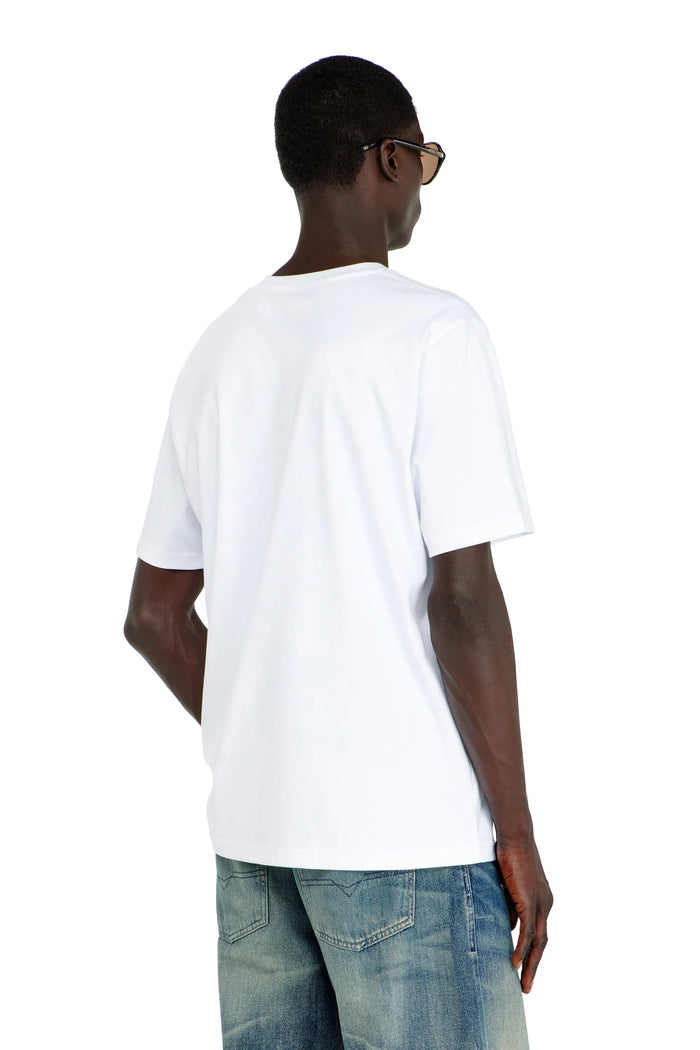 V-neck T-shirt with micro logo embroidery