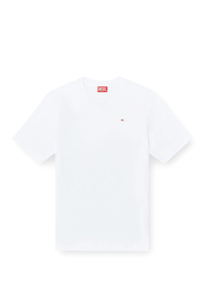 V-neck T-shirt with micro logo embroidery