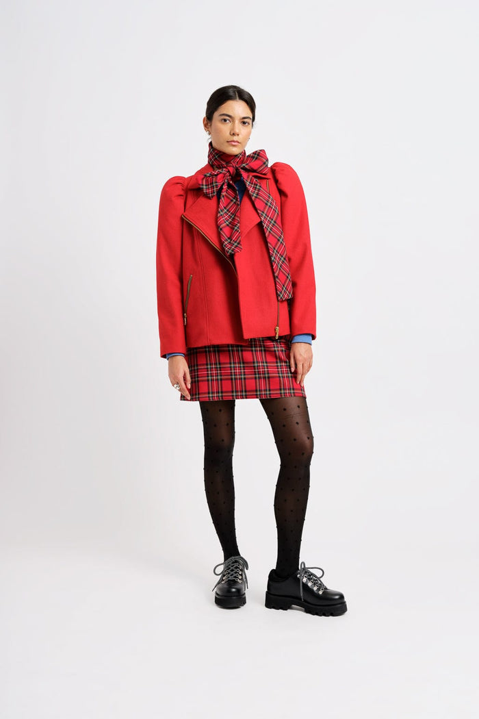 Eliza Faulkner Designs Inc. Jackets Valentine Moto Coat Wool Blend Red