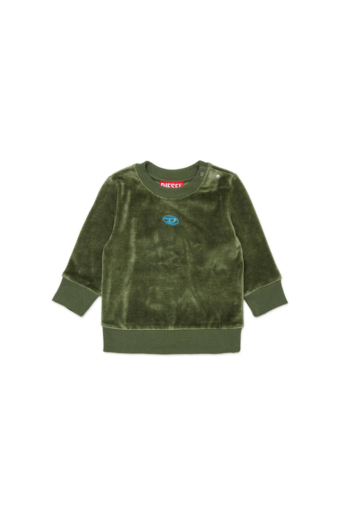 Velvet sweatshirt with Oval D embroidery