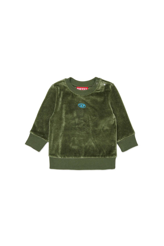 Velvet sweatshirt with Oval D embroidery