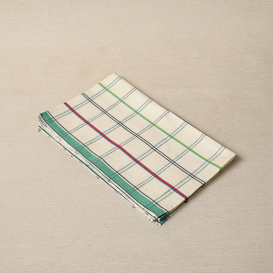Vintage green check linen towel