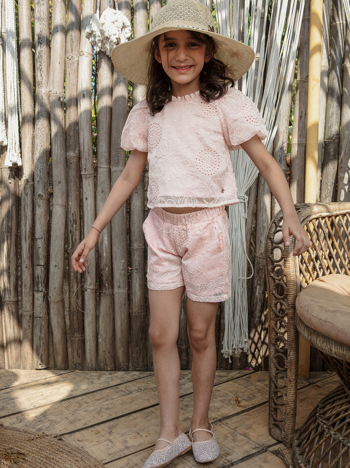 VITAMINS SELF FLORAL EMBROIDERED MATCHING TOP