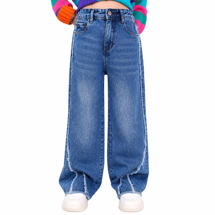 VITAMINS WIDE LEG CUT N SEW WITH RAW AGE DENIM PANTS