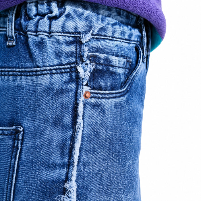 VITAMINS WIDE LEG CUT N SEW WITH RAW AGE DENIM PANTS