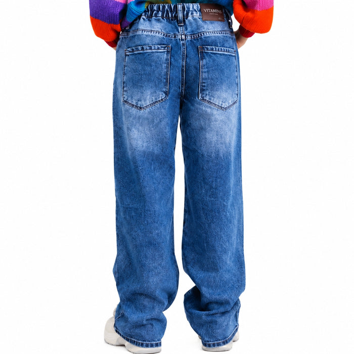 VITAMINS WIDE LEG CUT N SEW WITH RAW AGE DENIM PANTS