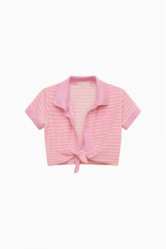Waverlynn Cropped Terry Stripe Polo