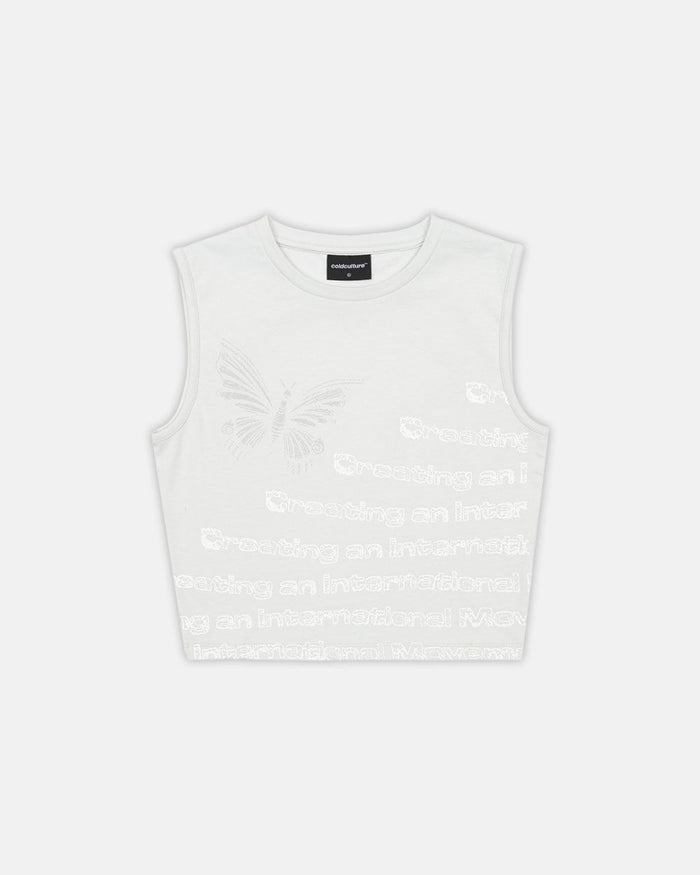 WAVES EFFECT TANK TOP ULTRA LIGHT GREY - COLD CULTURE