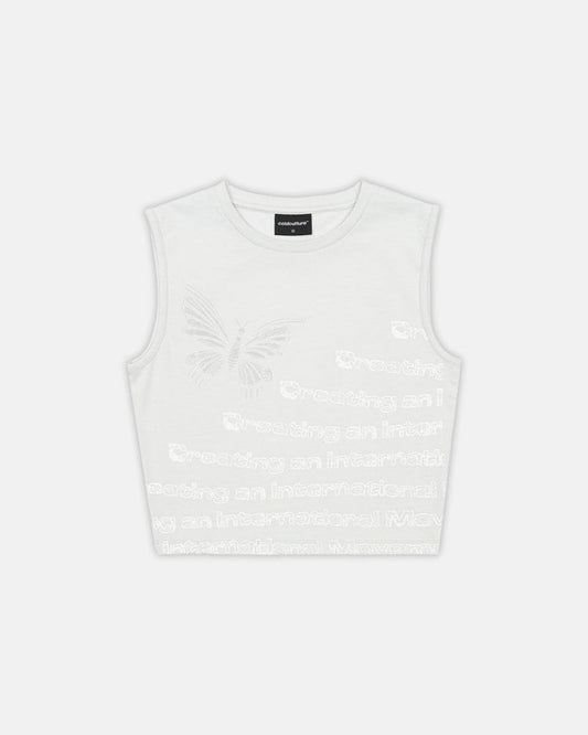WAVES EFFECT TANK TOP ULTRA LIGHT GREY - COLD CULTURE