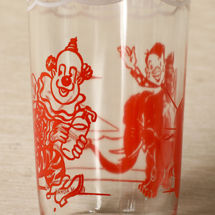 Welch's Howdy Doody themed jelly glasses c. 1953 featuring Clarabell the clown