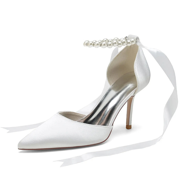 White Pointed Toe High Heels for Wedding & Prom HH029 Sheer Fairy