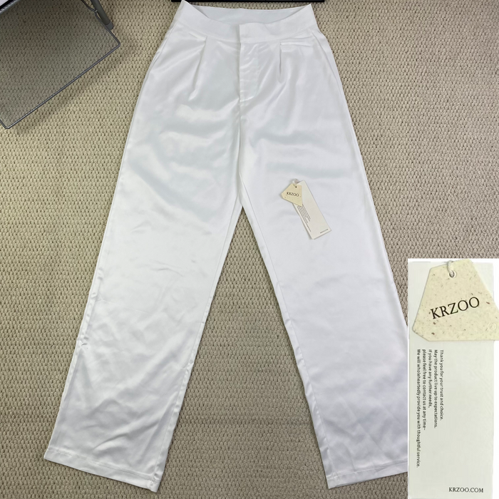 White straight-leg cool pants
