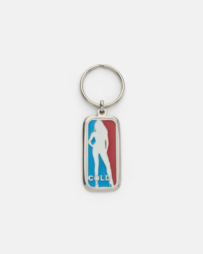 WNBA KEYCHAIN - silver enamel keychain, front view - Cold Culture