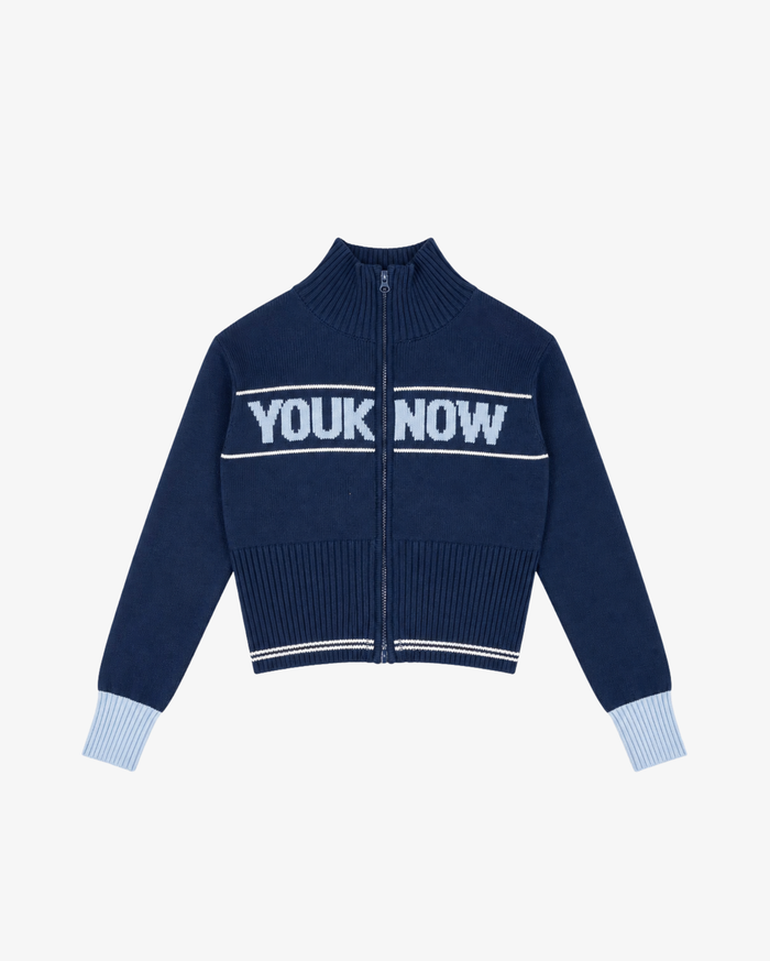 Women's Fitted Knit Zip Up | Navy