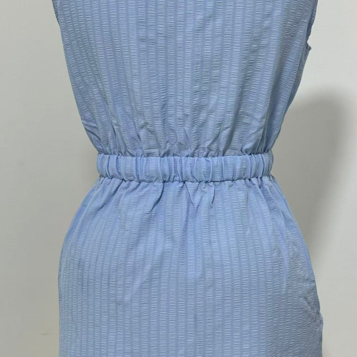 Woven Button-Front Waist-Tie Dress