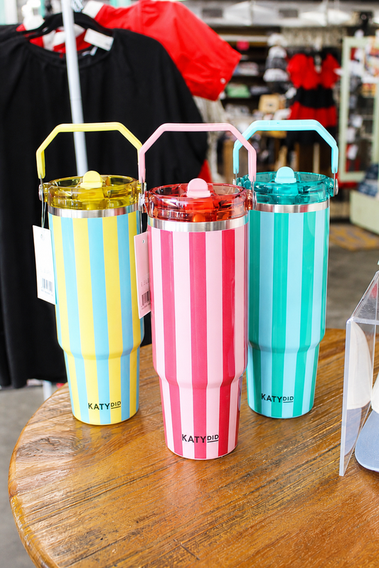 Yellow & Aqua Striped 30 oz Tumbler