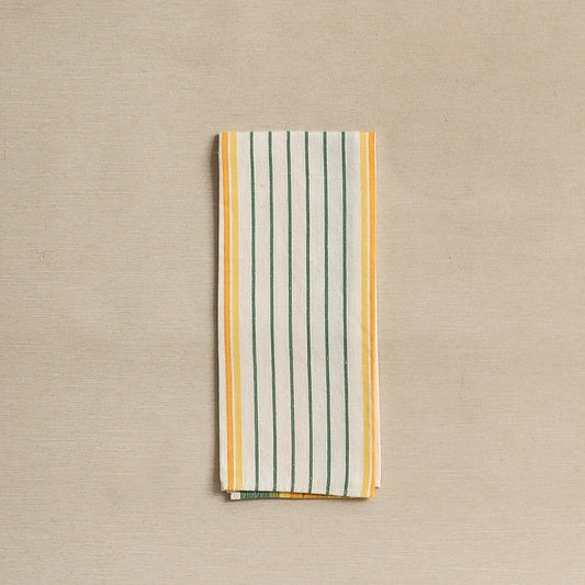 Yellow, gold, green stripe linen dish towel