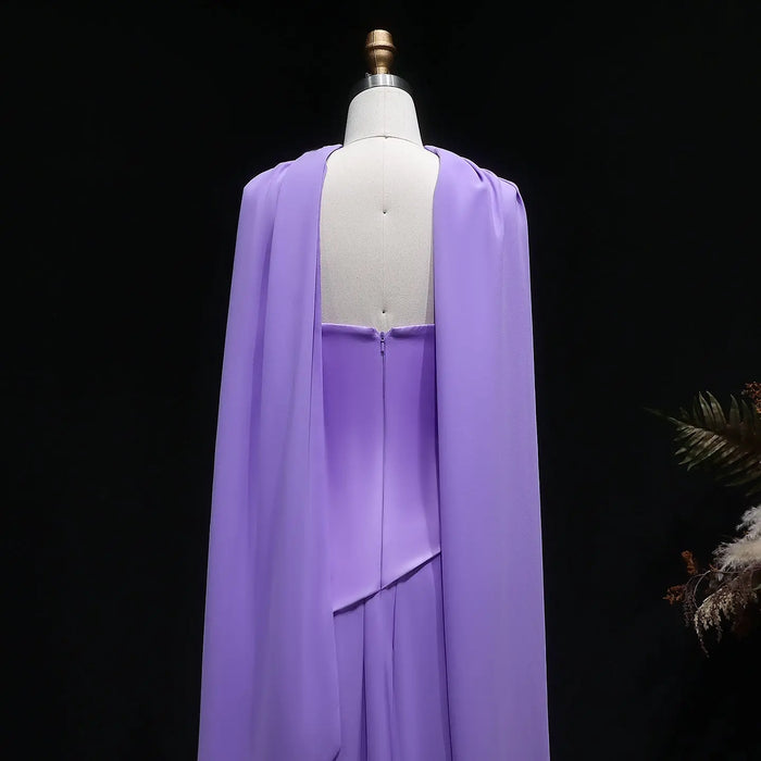 Yellow Strapless Chiffon Prom Dress Evening Gown with Scarf SH059 Sheer Fairy