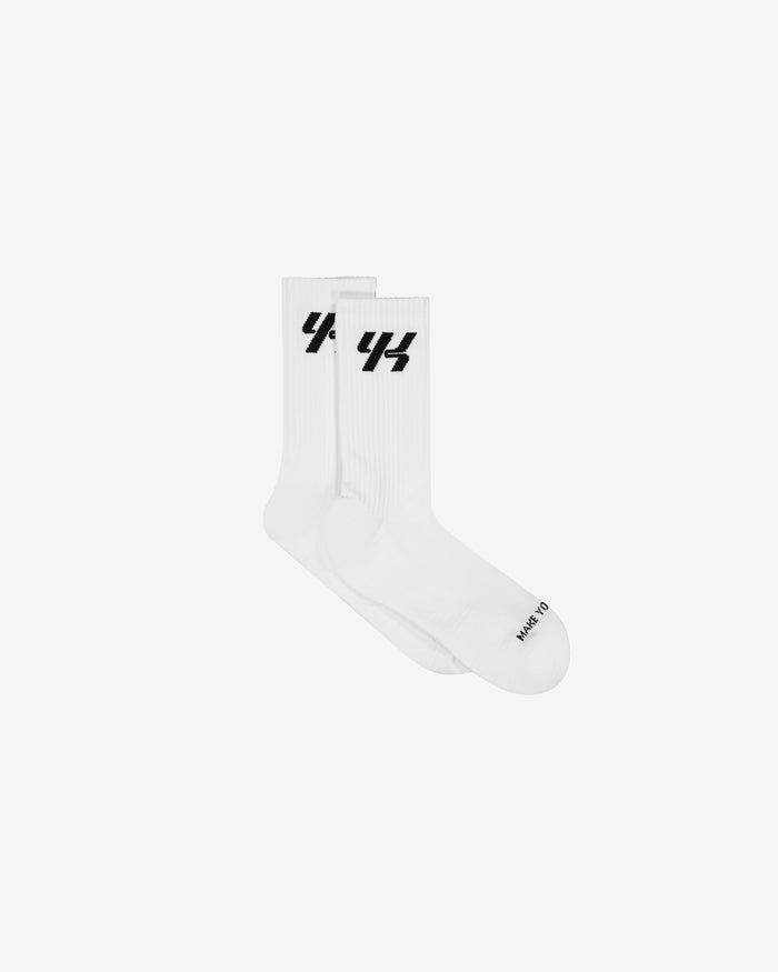 YK Move Champion Ribbed Sports Socks | White
